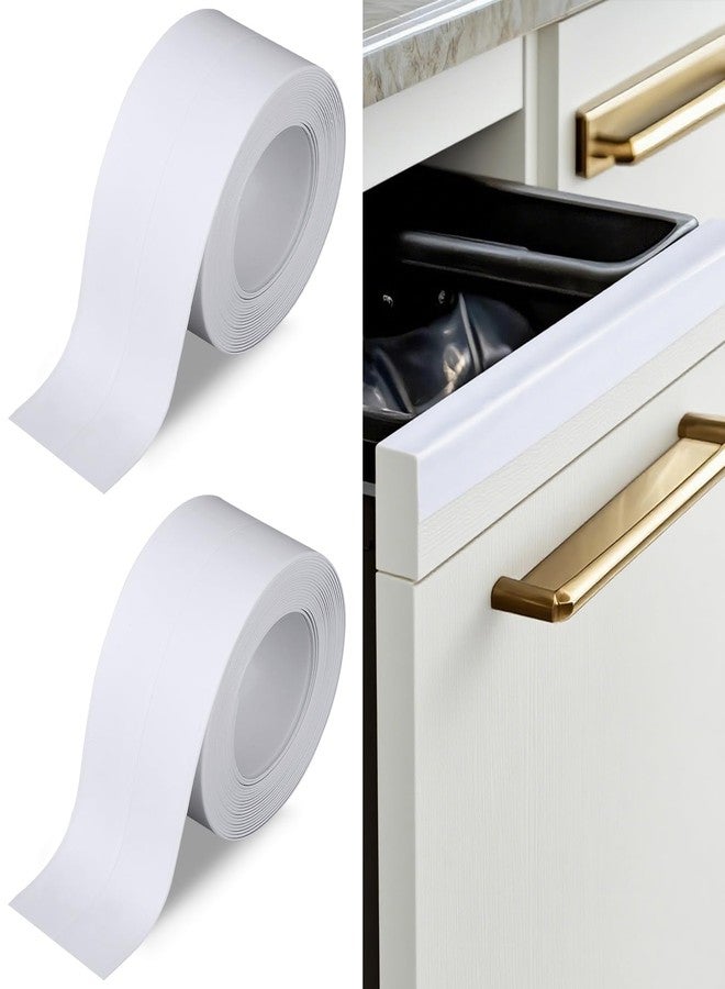 Wenceda 2 Rolls PVC Soft Cabinet Edge Protector for Kitchen Cabinets,Waterproof Self-Adhesive Cabinet Protector Tape for Edge Protector White - Image 1
